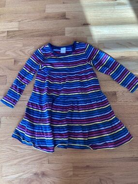 GIrl's Hanna Andersson Rainbow Stripe Twirl Dress